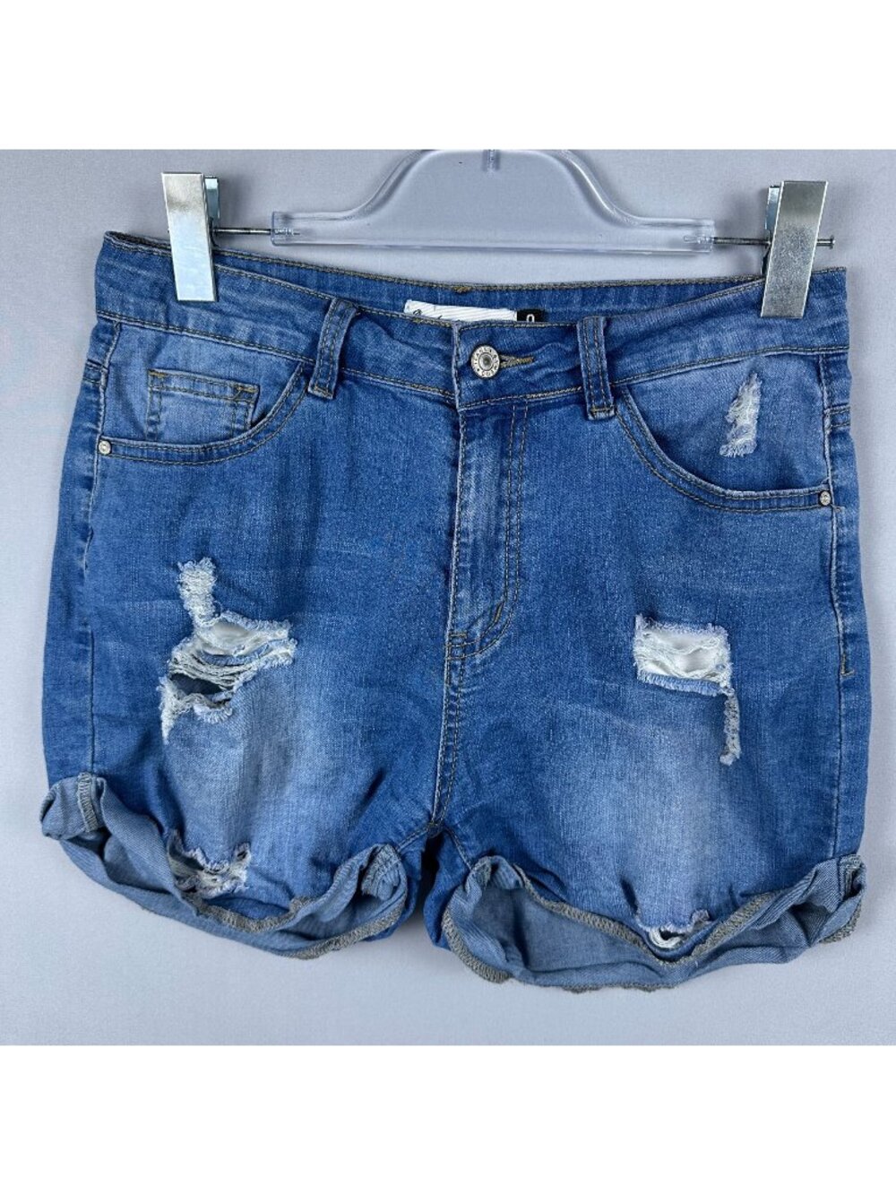 Bambao Premium Collection Jeans Shorts Distressed Cutt Off  Size 9 Medium Wash B